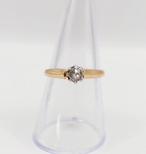 Bague 54 Bague solitaire antique en or rose 18k, platine et diamant 58 Facettes A07458