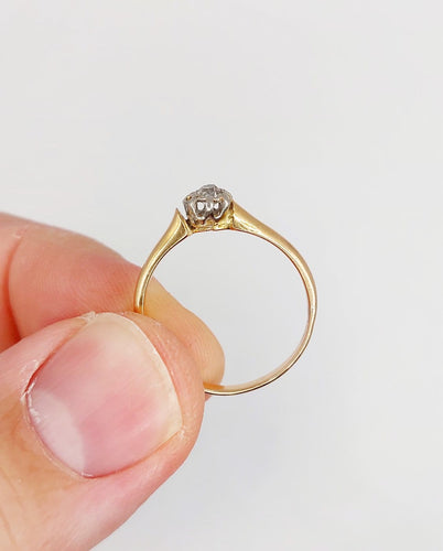 Bague 54 Bague solitaire antique en or rose 18k, platine et diamant 58 Facettes A07458