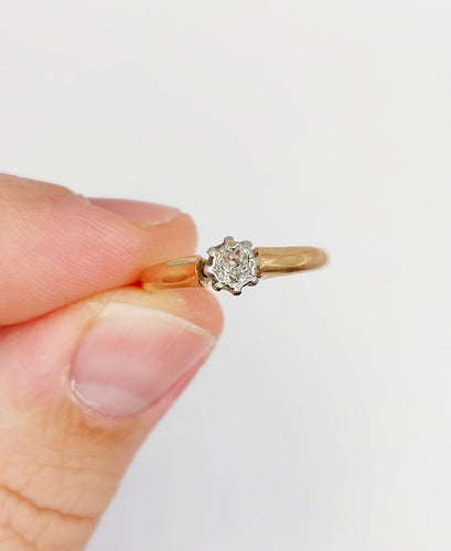 Bague 54 Bague solitaire antique en or rose 18k, platine et diamant 58 Facettes A07458