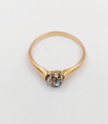 Bague 54 Bague solitaire antique en or rose 18k, platine et diamant 58 Facettes A07458