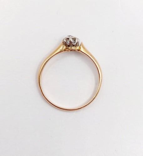 Bague 54 Bague solitaire antique en or rose 18k, platine et diamant 58 Facettes A07458