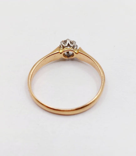 Bague 54 Bague solitaire antique en or rose 18k, platine et diamant 58 Facettes A07458