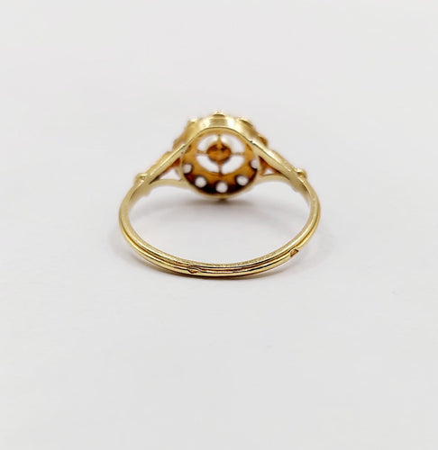 Bague 51 Bague marguerite antique en or 18k, platine, perle et diamants 58 Facettes A07460