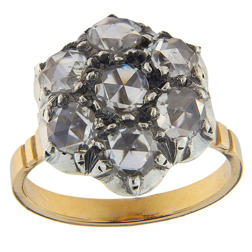 Bague 52 Bague style ancien en or rose, argent et diamants taille rose 58 Facettes G3973