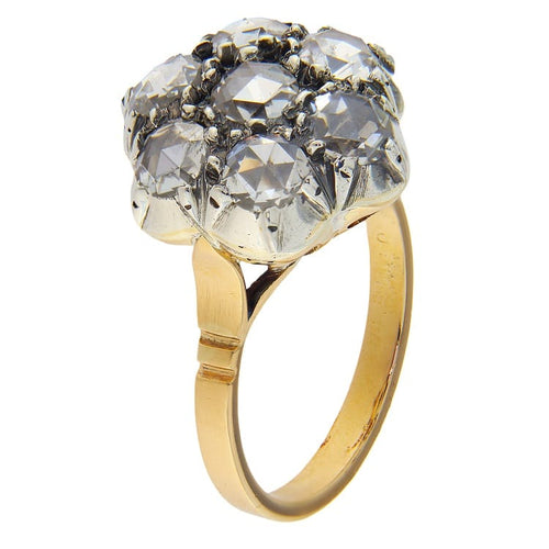 Bague 52 Bague style ancien en or rose, argent et diamants taille rose 58 Facettes G3973