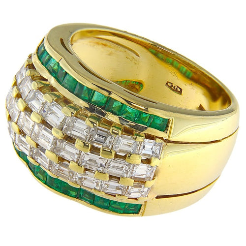 Bague 50 Bague en or jaune et diamants taille émeraude 58 Facettes G3972