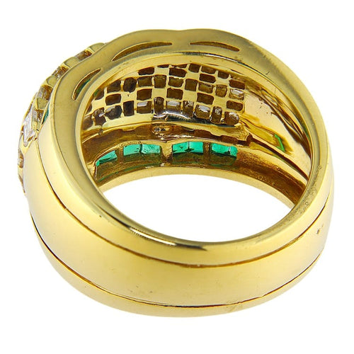 Bague 50 Bague en or jaune et diamants taille émeraude 58 Facettes G3972
