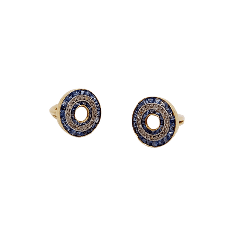 Boutons de col Art déco en or 18K, perle, diamants et saphirs 58 Facettes A07461