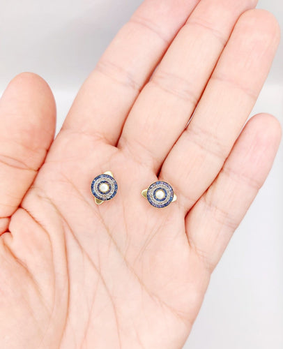 Boutons de col Art déco en or 18K, perle, diamants et saphirs 58 Facettes A07461