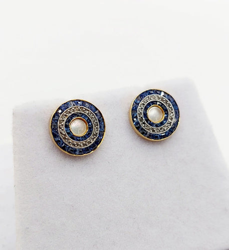 Boutons de col Art déco en or 18K, perle, diamants et saphirs 58 Facettes A07461