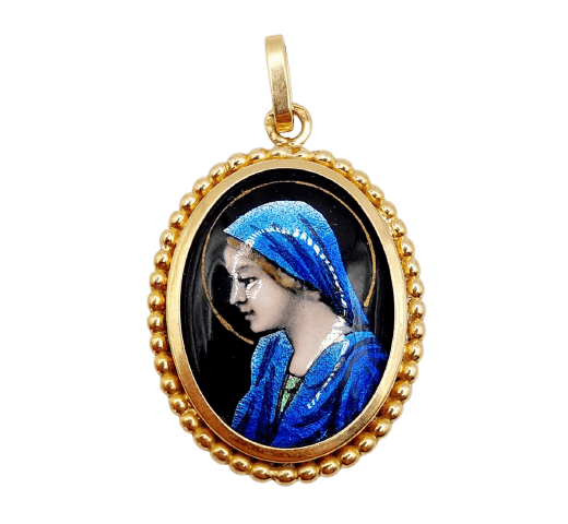 Pendentif Pendentif Art nouveau en or 18k avec plaque émaillée 58 Facettes A07464