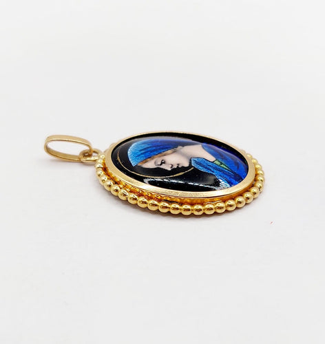 Pendentif Pendentif Art nouveau en or 18k avec plaque émaillée 58 Facettes A07464