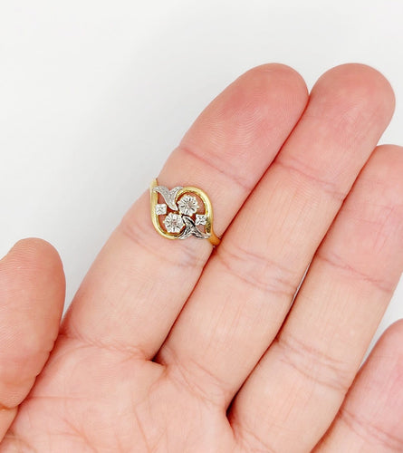 Bague 55.5 Bague toi et moi antique en or 18k et diamants taille rose 58 Facettes A07465