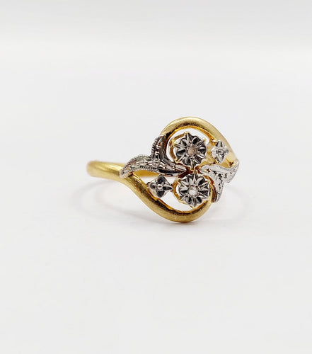 Bague 55.5 Bague toi et moi antique en or 18k et diamants taille rose 58 Facettes A07465