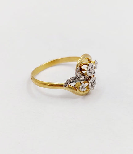 Bague 55.5 Bague toi et moi antique en or 18k et diamants taille rose 58 Facettes A07465