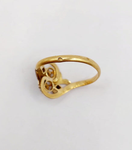 Bague 55.5 Bague toi et moi antique en or 18k et diamants taille rose 58 Facettes A07465