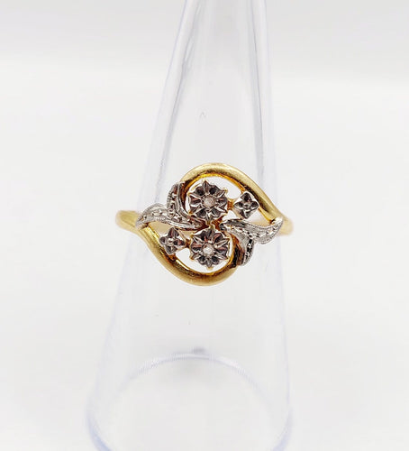 Bague 55.5 Bague toi et moi antique en or 18k et diamants taille rose 58 Facettes A07465