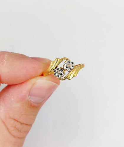 Bague 59 Bague toi et moi antique en or 18k et diamants taille rose 58 Facettes A07466