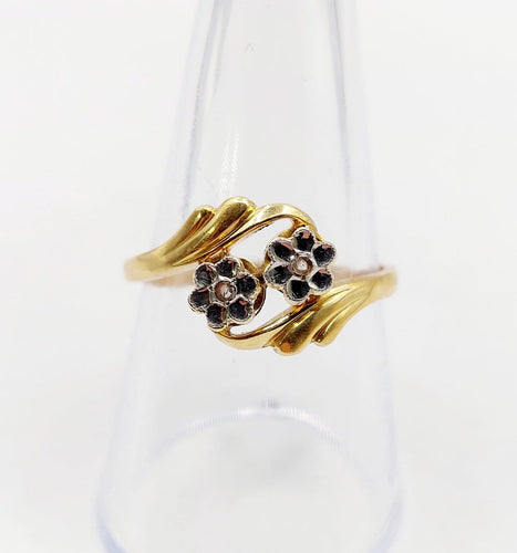 Bague 59 Bague toi et moi antique en or 18k et diamants taille rose 58 Facettes A07466