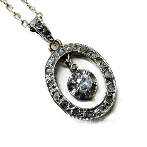 Collier Collier diamant en pampille en or gris et platine 58 Facettes REF24032-196
