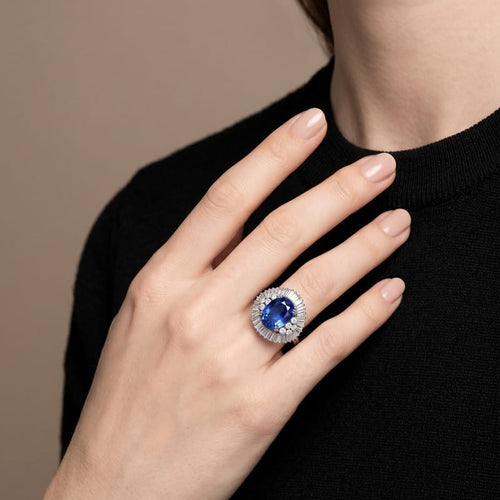 Bague 50 Bague en platine, saphir et diamants 58 Facettes OC-61100180