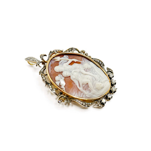 Broche Broche camée ancienne en or gris et argent, diamants 58 Facettes REF23123-155
