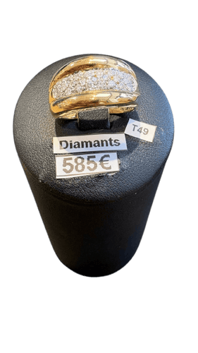 Bague 49 Bague pavée de diamants en or jaune 58 Facettes Bague 001
