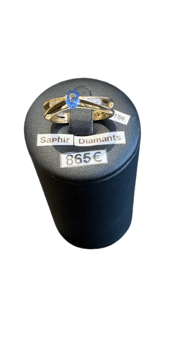 Bague saphir et diamants en or jaune