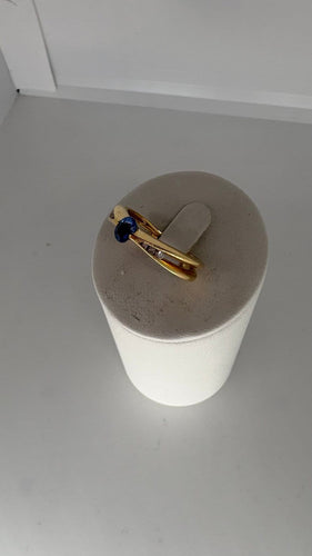 Bague 56 Bague saphir et diamants en or jaune 58 Facettes Bague 001