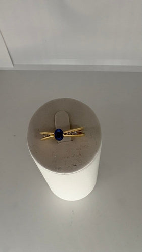 Bague 56 Bague saphir et diamants en or jaune 58 Facettes Bague 001
