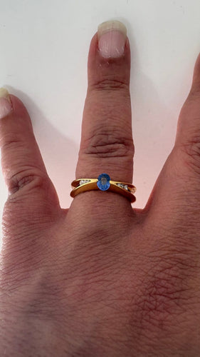 Bague 56 Bague saphir et diamants en or jaune 58 Facettes Bague 001