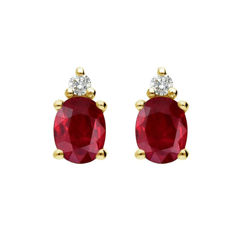 Boucles d'oreilles Single Tulip - Boucles d'oreilles en or 18K, rubis et diamants 58 Facettes GER1347RB
