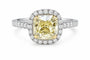 Bague 52 Solitaire - Bague en or blanc 18 carats, diamant jaune 58 Facettes Fl