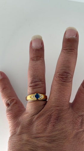 Bague 54 Bague en or jaune avec saphir et diamants 58 Facettes Bague 55367