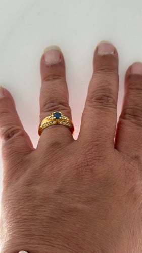 Bague 54 Bague en or jaune avec saphir et diamants 58 Facettes Bague 55367
