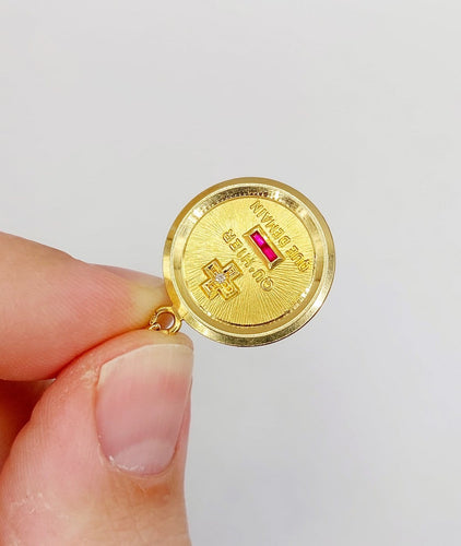 Pendentif Augis - Pendentif médaille d'amour en or 18k, diamant et rubis 58 Facettes A07471
