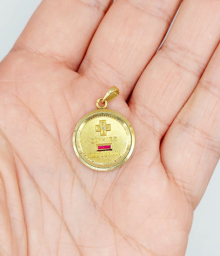 Pendentif Augis - Pendentif médaille d'amour en or 18k, diamant et rubis 58 Facettes A07471