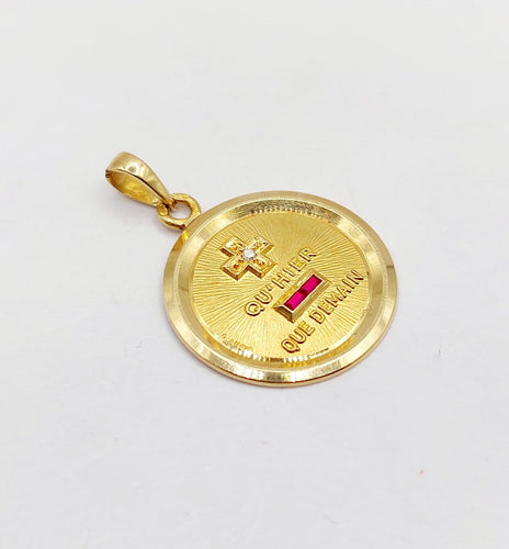Pendentif Augis - Pendentif médaille d'amour en or 18k, diamant et rubis 58 Facettes A07471