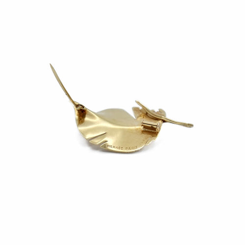 Broche Hermès - Broche Plume en or jaune 58 Facettes REF23126CF