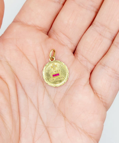 Pendentif Augis - Pendentif médaille d'amour en or 18k, diamant et rubis 58 Facettes A07472