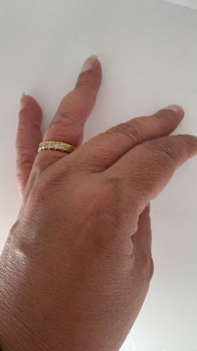 Bague 48 Demi-alliance - Bague en or jaune et diamants 58 Facettes Bague 11336