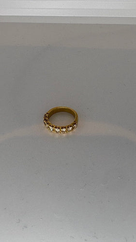 Bague 48 Demi-alliance - Bague en or jaune et diamants 58 Facettes Bague 11336