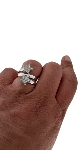 Bague 54 Bague toi et moi étoiles en or blanc et diamants 58 Facettes Bague 53828