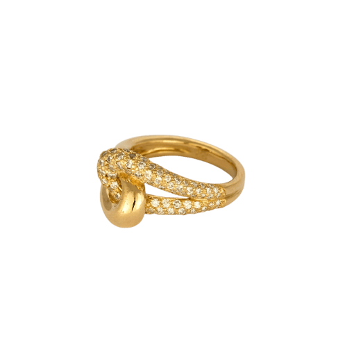 Bague nœud d’Héraclès en or jaune et diamants