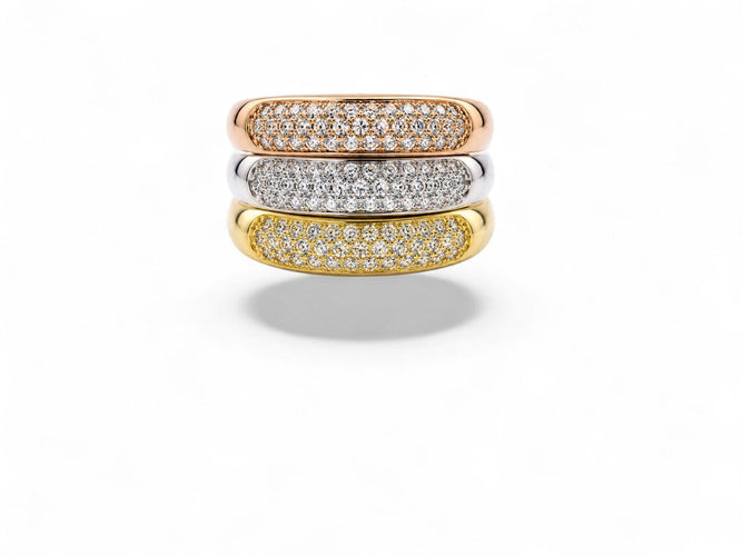 Bague 52 Trois Lumières - Bague trois ors et diamants 58 Facettes fb1