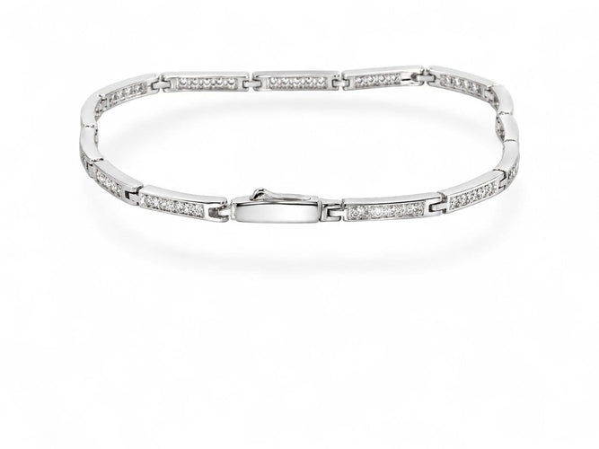 Bracelet Ligne Éclatante - Bracelet en or blanc et diamants 58 Facettes fb2