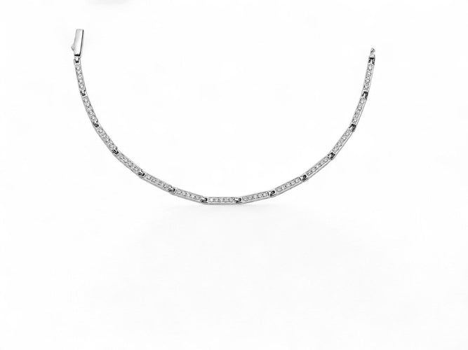 Bracelet Ligne Éclatante - Bracelet en or blanc et diamants 58 Facettes fb2