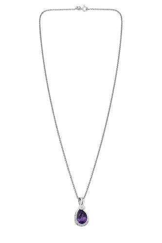 Collier Collier pendentif goutte d’améthyste en or blanc et diamants 58 Facettes fb3