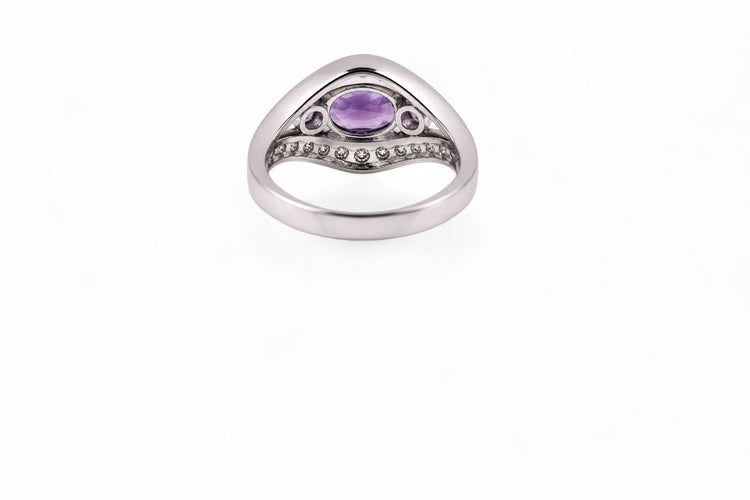 Bague 53 Papillon de Ceylan - Bague en or blanc, saphir et diamants 58 Facettes fb5