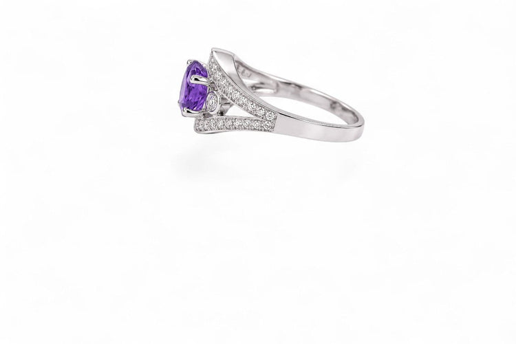 Bague 53 Papillon de Ceylan - Bague en or blanc, saphir et diamants 58 Facettes fb5